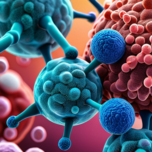 Home 4 **Personalized Cancer Drug:** A close-up, detailed digital art piece depicting a customized drug molecule interacting with cancer cells, highlighting the precision and personalized approach. Emphasize the intricate molecular structure and the biological environment. Use vibrant yet scientific color schemes.