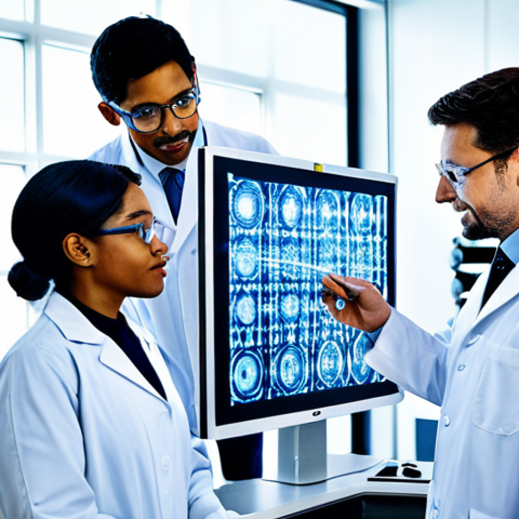 Quantum Computing & Medicine**
"A team of diverse scientists in a modern, brightly lit laboratory, collaborating on a holographic display showing a complex molecular structure, fully clothed in lab coats, appropriate attire, safe for work, perfect anatomy, natural proportions, professional setting, high quality, modest dress, family-friendly."
**