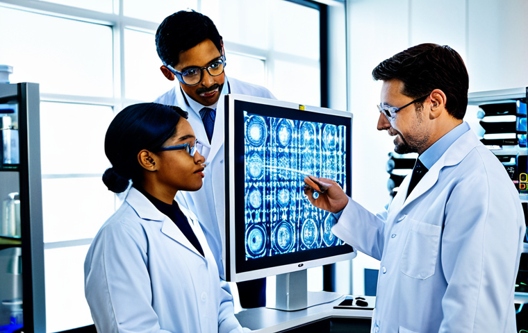 Quantum Computing & Medicine**
"A team of diverse scientists in a modern, brightly lit laboratory, collaborating on a holographic display showing a complex molecular structure, fully clothed in lab coats, appropriate attire, safe for work, perfect anatomy, natural proportions, professional setting, high quality, modest dress, family-friendly."
**