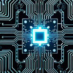 Home 11 양자 컴퓨팅의 실험적 연구 사례 - Quantum Computing Concept**
"Abstract representation of quantum computing, intertwined qubits glowi...