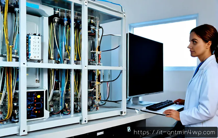 양자 컴퓨팅을 활용한 물리학 연구 - Photorealistic quantum physics research laboratory in Italy, a female physicist in a modern white la...