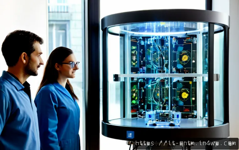 양자 컴퓨터와 사회적 문제 해결 - Photorealistic modern quantum computing laboratory in Milan, Italy, with a diverse team of Italian r...