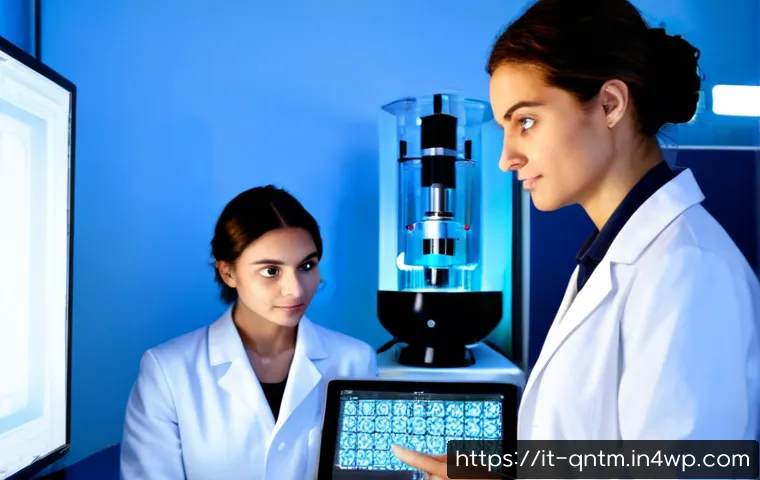 Home 17 양자 컴퓨팅의 혁신적 응용 사례 - Photorealistic quantum computing application in an Italian medical research laboratory, diverse scie...
